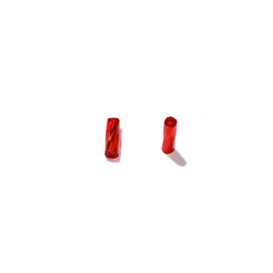 Glossy red glass spiral tube beads for DIY bracelets and jewelry making craft supplies