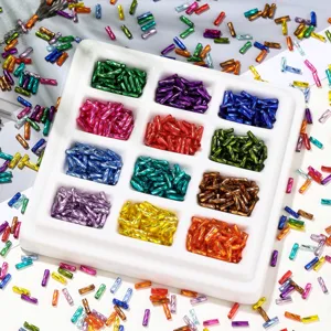 Colorful Glass Spiral Tube Beads Bugle Beads Polished Cylinder Seed Beads For DIY Bracelet Tassel Jewelry Making Craft Material
