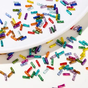 Colorful glass bugle beads and spiral tube beads for DIY craft making details.