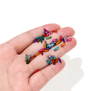 Colorful glass spiral tube beads straight cylinder beads for DIY jewelry making and craft projects.
