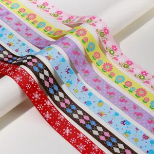 Cartoon Printed Grosgrain Ribbon Colorful Flower Heart Snowflake Ribbon For DIY Hair Bows Gift Flower Packing Craft Ribbon
