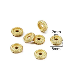 Goldfarbene Zinklegierung Kürbis Zwischenperlen Detailansicht, 8mm Größe mit 2mm Loch.