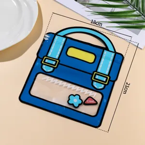 Niedlicher Cartoon Rucksack Plastik Ziplock Geschenktüte mit klarem Sichtfenster.
