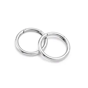 Stainless steel spring ring detail close-up, durable metal snap hook for DIY keychains.