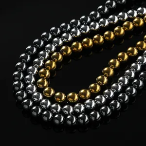 Electroplated Magnetic Hematite Round Beads For DIY Jewelry Making Polished Metallic Beads For Bracelet Necklace Accessories