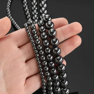 Black hematite magnetic round beads loose beads for DIY handmade bracelets and necklaces.