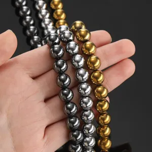 Hematite magnetic round beads DIY gemstone loose bead strands for handmade jewelry making accessories