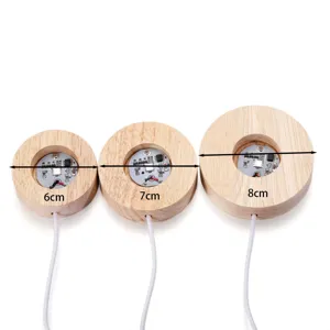 Socle lumineux LED en bois pour boule de cristal support de lampe de nuit 6 7 8cm