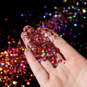 Holographic Nail Art Glitter Sequins Hexagon Flakes Colorful Manicure Decoration Powder