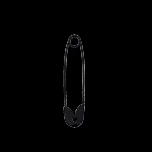 Black metal safety pin detail, 3cm DIY brooch accessory for clothing or handmade jewelry crafting.