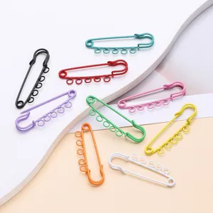 Colorful Painted Metal Safety Pins Large Multi Hole Brooch Findings DIY Jewelry Accessories For Clothes Bag Decoration