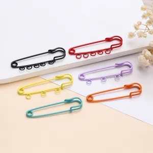 Colorful baked paint metal large safety pins 5cm with multi holes for DIY brooch and clothing accessories