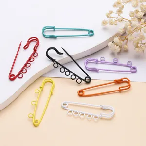 Colorful painted 5cm safety pins 3-hole 5-hole DIY brooch clothing bag fixed pin accessories