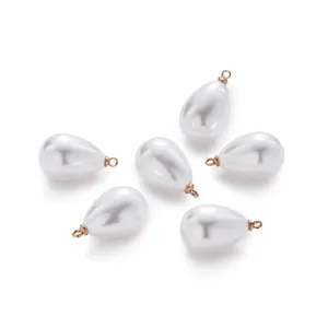Tropfen Perlen Anhänger mit goldenen Oesen, ideal fuer DIY Schmuck und Halsketten.