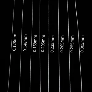 Detailansicht der Perlenschnur mit verschiedenen Durchmessern von 0,128mm bis 0,305mm.