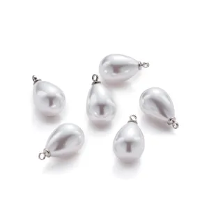 Tropfenförmige Perlen Anhänger mit Öse, hochglänzende ABS Perlen für DIY Schmuckherstellung.