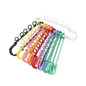 Colorful baked paint large safety pins multi-hole DIY brooch clothing accessories main view