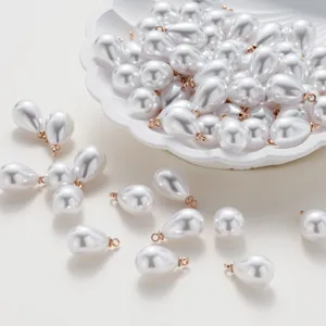 DIY Legierung ABS Hochglanz Künstliche Perlenanhänger Wassertropfen Runde Charms Mit Öse Für Ohrringe Halsketten Schmuckherstellung