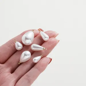 Tropfen Perlen Anhänger mit goldenen Ösen, verschiedene Größen DIY Schmuck Zubehör.