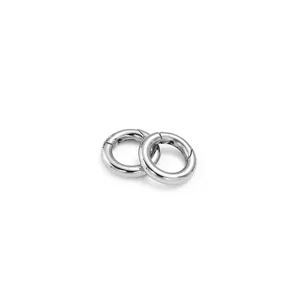 Stainless steel round spring ring detail shot, durable metal connector for DIY keychains jewelry.