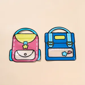 2D Cartoon Stil Geschenkbeutel Kunststoff Ziplock Verpackung Tasche Schulranzen Detail