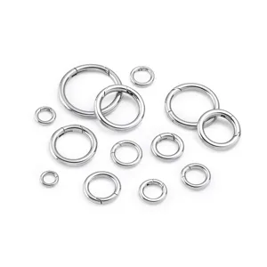 Stainless steel round spring rings multi-size snap hooks for DIY crafts keychains jewelry making