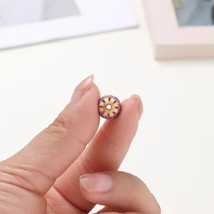 Ancient gold cloisonne flower bead, enamel loose bead for DIY bracelet necklace making.