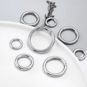 Stainless steel round spring rings, multi size metal snap hooks for DIY jewelry making.