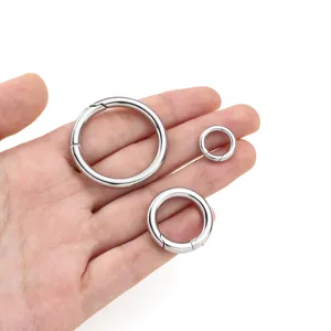 Stainless steel round spring rings, multi-size metal clasp clips for DIY keychains jewelry.