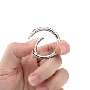 Stainless steel round spring ring detail showing the open mechanism for DIY keychains and jewelry making.