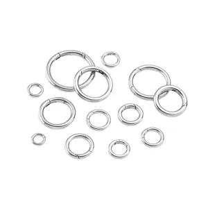 Stainless steel round spring rings, multi-size DIY key chain jewelry connectors for crafts.