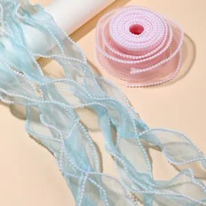 Pearl edge fishtail organza ribbon, beautiful pearlescent ribbon for DIY hair bows and cake decor.