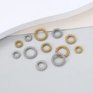 304 stainless steel twisted jump rings gold silver metal spacer beads for DIY jewelry making.