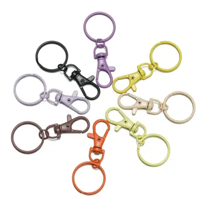 Colorful baked enamel zinc alloy lobster clasp keychains swivel dog clips for DIY bags