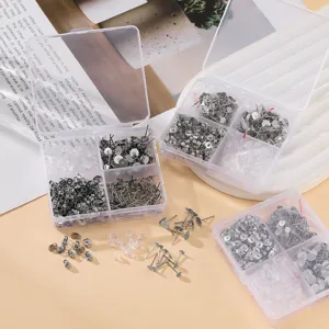 Kit creazione orecchini in acciaio inossidabile 10 scomparti perni piatti e fermi fai da te
