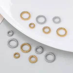 304 Stainless Steel Twisted Closed Jump Rings 18K Gold Plated Twist Rings For DIY Bracelet Necklace Beads Spacer Connector Accessories