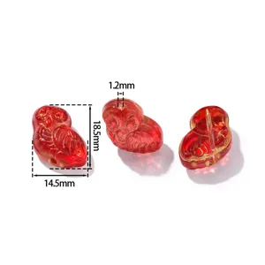 Perles de hibou translucides rouges perles en vrac tracees d or pour fabrication bijoux DIY