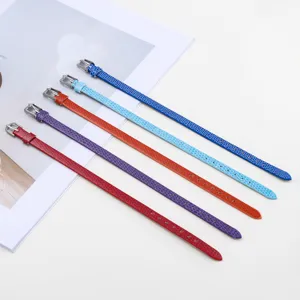 8mm snake print PU leather wrist strap, colorful DIY jewelry accessory band for charms.