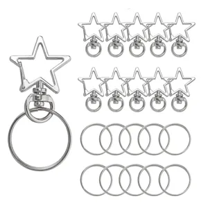 Ensemble mousquetons étoile et anneaux de clés, accessoires de sac en alliage métallique.