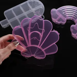 Scatola di Immagazzinamento in Plastica Trasparente Carino Cuore Conchiglia Fiocco Organizer da Scrivania Contenitore per Perline Gioielli Piccoli Oggetti