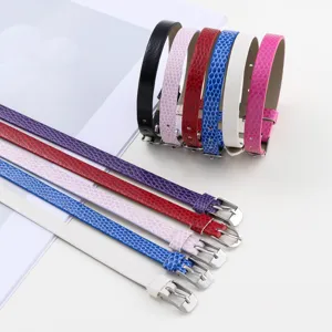 8mm adjustable snake pattern PU leather wrist strap, colorful DIY jewelry accessory.