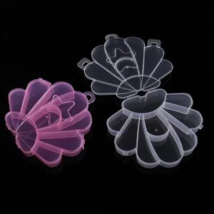 Scatola di immagazzinaggio in plastica a forma di conchiglia rosa trasparente per perline