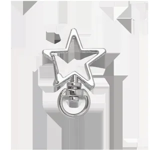 Mousqueton étoile argenté en alliage porte-clés DIY sac anneau pendentif accessoire.
