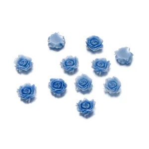 Ciondoli di fiori di rosa 3D in resina blu per forcine fai da te, collane e decorazioni nail art.