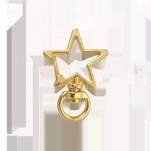 Mousqueton étoile doré anneau tournant porte-clés métal sac pendentif détail accessoire.