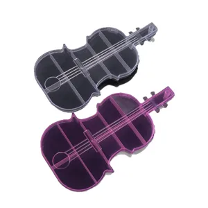 Scatola di immagazzinaggio in plastica a forma di violino per perline, organizer trasparente.