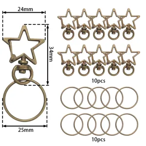 Ensemble mousqueton étoile et porte-clés alliage bricolage sac pendentif accessoires gros