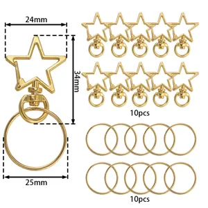 Ensemble d'Anneaux Porte-Clés à Boucle à Ressort en Étoile en Alliage pour Accessoires de Bijoux de Sac DIY Fermoir Mousqueton Étoile