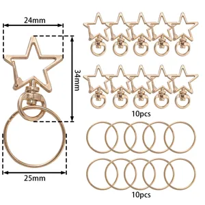 Ensemble mousqueton étoile et anneau, accessoires de pendentif de sac DIY en alliage.