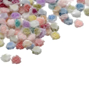 Cabochon di fiori di rosa 3D in resina colorata per artigianato fai da te e nail art.